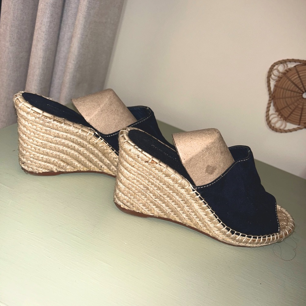 Braided Jute Navy Slip-on Wedges